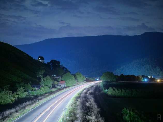 Landstraße L186 bei Nacht, Juli 2020